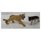 2 Vintage Fur Tiger Figures