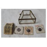 Small Glass Display Case W/ Vtg Pennies