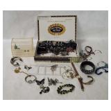 Assorted Costume Jewelry & Earring Case