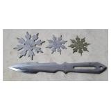 Metal Throwing Knife & 3 Ninja Stars