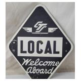 Vtg Cts Local Welcome Aboard Metal Sign