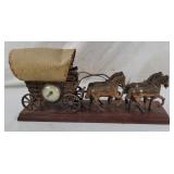 United Clock Covered Wagon Horse Mantel Clock