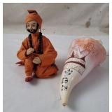 Handmade Indian Folk Art Doll & Hand Painted