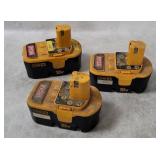 3 Ryobi One+ Tool Batteries P100