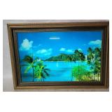 Vtg Tropical Beach Lighted Wall Art