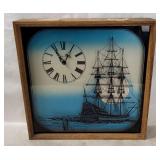 Vtg Sailboat Shadowbox Wall Clock