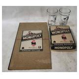 Monopoly Glasses & Vtg Board Game
