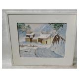 Winter Scene Watercolor By M. Gene Lee