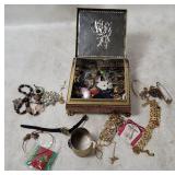 Trinket Box W/ Costume Jewelry
