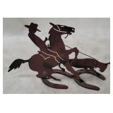 Western Roping Scene Metal Silhouette Art