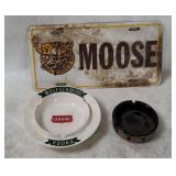 Vtg Ashtrays & Order Of Moose License Plate