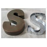 2 Metal Letter S Wall Decor Pieces