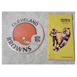 Vtg Football Facts Booklet & Browns Jumbo Button