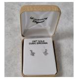 10k Gold Cubic Zirconia Cross Earrings