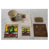1973 Boy Scouts Belt Buckle, Mug, Patches Etc.