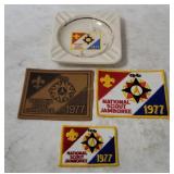 1977 Boy Scouts Jamboree Patches & Ashtray