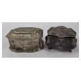 Pair Of Vintage Ornate Metal Trinket Boxes