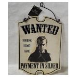 Vampire Wanted Sign Metal Wall Decor
