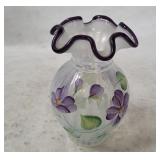 Fenton Art Glass Hand Painted Vase