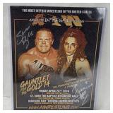 A I W Wrestling Poster Signed S. Douglas& Francine