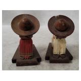 Carved Wood Mexican Figure Bookends