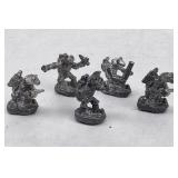 Lot of 5 Space Frog Man Vintage Metal Miniatures
