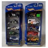 2 Hot Wheels 5-car Gift Packs - Police, Rescue
