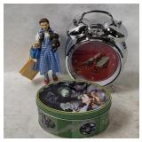 Wizard Of Oz Alarm Clock, Tin & Dorothy Figurine