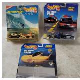 3 Hot Wheels Action Packs - Police, Surf, Solar