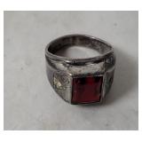 Sterling Silver Ring W/ Red Gemstone