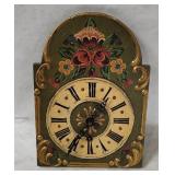 Vtg Hand Painted Wooden Wall Clock