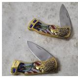 2 United We Stand Eagle Pocket Knives
