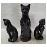 3 Mcm Ceramic Siamese Cat Figurines