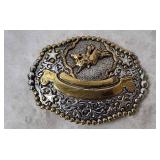 Silver-plated Pewter Western Belt Buckle
