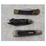 3 Pocket Knives - Schrade, Wilderness, Colonial