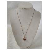 Sterling Silver Rose Gold Tone Necklace W Pendant
