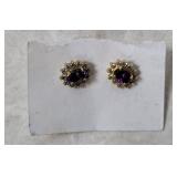 Sterling Silver Earrings W/ Purple Gemstone