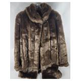 Dennis Basso Faux Brown Fur Overcoat