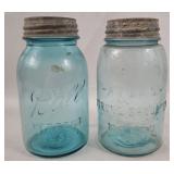 Atlas & Ball Blue Glass Mason Jars