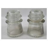 Pair Of Vintage Clear Glass Insulators
