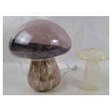 Glass Mushroom Lamp & Figurine