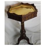 Ornate 2Ft. Tall Carved Wood Pedestal Table