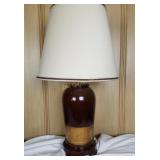 Marbro Asian Theme Ceramic Lamp W/ Wood Base