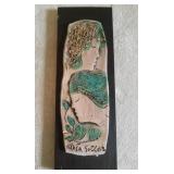 Signed Clay Wall Hanging Art On Wood