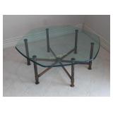 Thick Beveled Glass & Brass Coffee Table