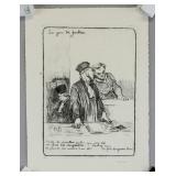 French Two Etchings Initialed Honore Daumier