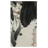 Chinese Watercolor Paper Scroll Signed by Artist