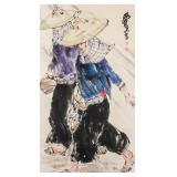 Huang Zhou Chinese 1925-1997 Watercolor Scroll