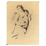 Polish-French Art Deco Charcoal Tamara de Lempicka