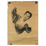 Ou Yang Chinese Black Pastel Sketch Painting 1976